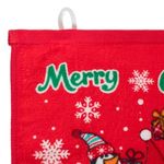 Casa si Gradina - Textile si covoare - Textile baie - Prosoape - Prosop din Bumbac de Maini Rosu cu Model de Craciun "Merry Christmas"30x30cm - Infinity.ro