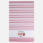 Casa si Gradina - Textile si covoare - Textile bucatarie - Servete si naproane - Prosop de bucatarie cu dungi rosii si broderie capsuna, 60x40 cm - Infinity.ro
