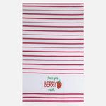 Casa si Gradina - Textile si covoare - Textile bucatarie - Servete si naproane - Prosop de bucatarie cu dungi rosii si broderie capsuna, 60x40 cm - Infinity.ro