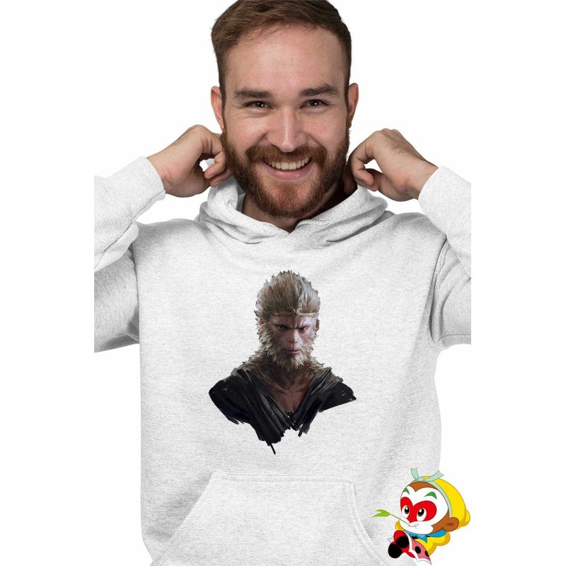 Fashion, accesorii si bijuterii - Barbati - Imbracaminte - Hanorace barbati - Hanorac Barbati Wukong Myth Black Death Monkey, alb, marime 2XL - Infinity.ro