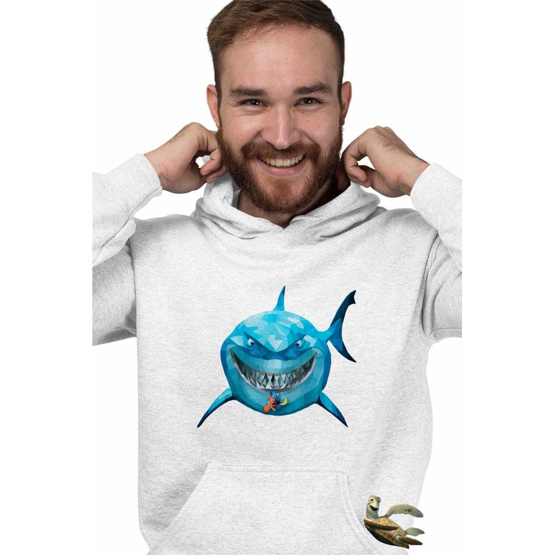 Fashion, accesorii si bijuterii - Barbati - Imbracaminte - Hanorace barbati - Hanorac Barbati Cautarea lui Nemo Bruce Rechin Ocean Geometric, alb, marime L - Infinity.ro