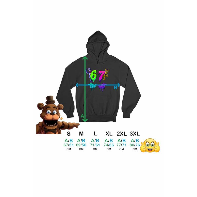 Fashion, accesorii si bijuterii - Barbati - Imbracaminte - Hanorace barbati - Hanorac Barbati Fnaf Six Seven Five Nights at Freddy Horror Halloween, negru, marime 2XL - Infinity.ro