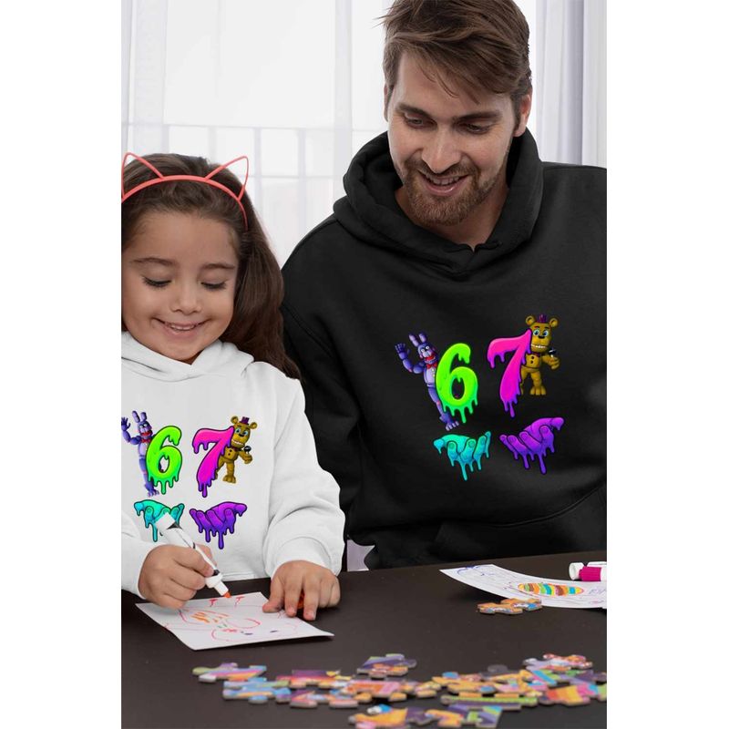 Fashion, accesorii si bijuterii - Barbati - Imbracaminte - Hanorace barbati - Hanorac Barbati Fnaf Six Seven Five Nights at Freddy Horror Halloween, negru, marime 2XL - Infinity.ro