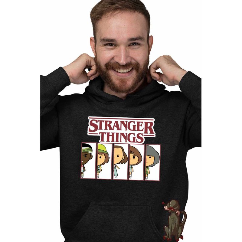 Fashion, accesorii si bijuterii - Barbati - Imbracaminte - Hanorace barbati - Hanorac Barbati Stranger Things Team Survivor Film, negru, marime S - Infinity.ro