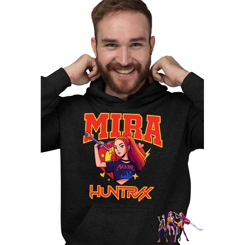 Fashion, accesorii si bijuterii - Barbati - Imbracaminte - Hanorace barbati - Hanorac Barbati Huntrix Mira Avoline Kpop, negru, marime 3XL - Infinity.ro