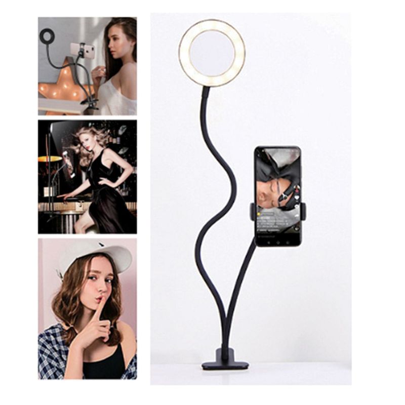 Laptop, Telefoane si Tablete - Telefoane mobile si accesorii - Accesorii Telefoane - Suport si docking telefoane - Suport Telefon cu Ring Light LED, 12W, Negru, Diametru 9cm - Infinity.ro