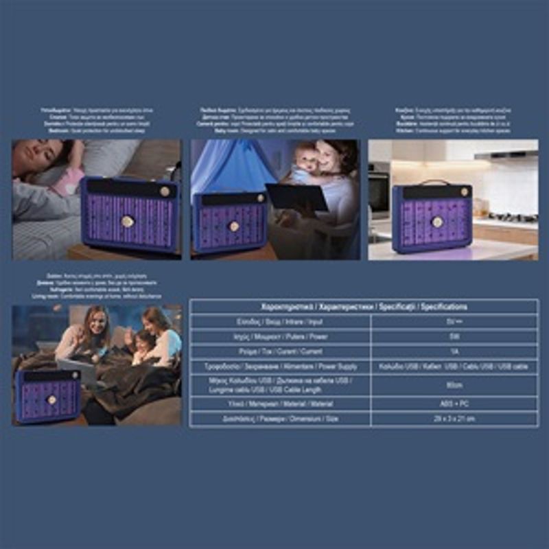 Market - Curatenie si intretinere casa - Produse menaj - Insecticide si capcane - Aparat Electric Anti Insecte 5W cu Lumina Mov - Infinity.ro