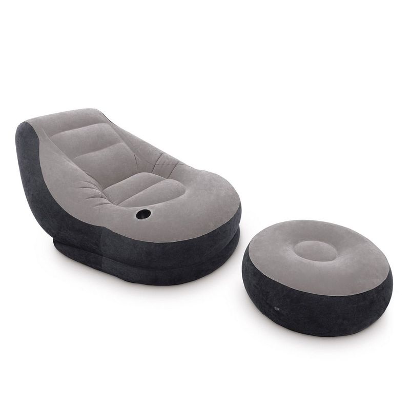Casa si Gradina - Mobilier - Scaune si fotolii - Fotolii - Fotoliu gonflabil cu suport pentru picioare, Gri, 99x130x76cm - Infinity.ro