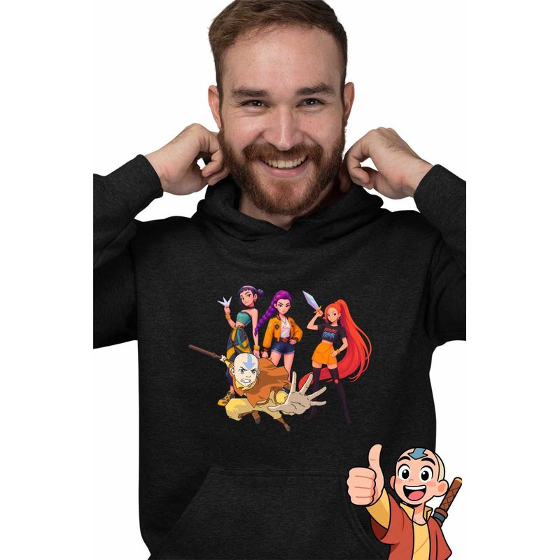 Fashion, accesorii si bijuterii - Barbati - Imbracaminte - Hanorace barbati - Hanorac Barbati Avatar Huntrix Kpop Last Airbender, negru, marime 3XL - Infinity.ro