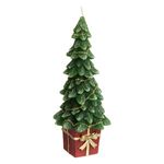 Casa si Gradina - Decoratiuni - Aromaterapie si lumanari - Lumanari si candele - Lumanare decorativa de Craciun, Brad cu Zapada si Baza Cadou, 13x13x32cm - Infinity.ro