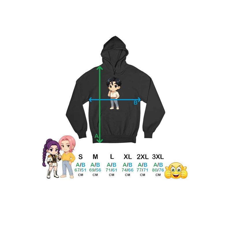 Fashion, accesorii si bijuterii - Barbati - Imbracaminte - Hanorace barbati - Hanorac Barbati Huntrix Saja Boys Jinu Chibi Kpop, negru, marime S - Infinity.ro