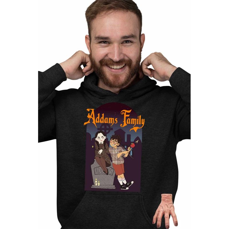 Fashion, accesorii si bijuterii - Barbati - Imbracaminte - Hanorace barbati - Hanorac Barbati Familia Addams Wednesday Horror Cimitir Halloween Valenines Day Dragobete Cupidon, negru, marime M - Infinity.ro
