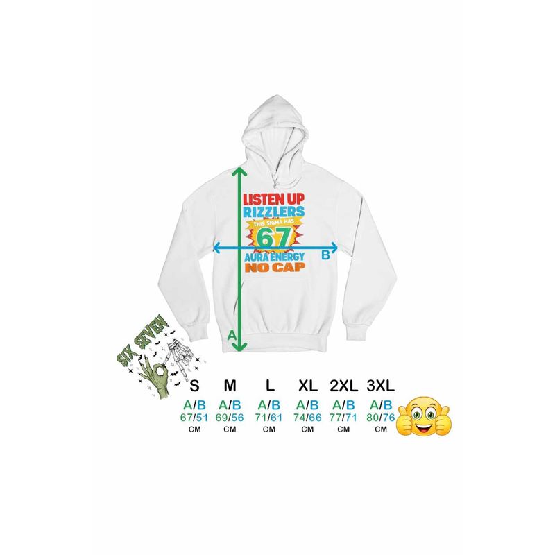 Fashion, accesorii si bijuterii - Barbati - Imbracaminte - Hanorace barbati - Hanorac Barbati Six Seven Listen Up Rizzlers 67, alb, marime XL - Infinity.ro