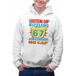 Fashion, accesorii si bijuterii - Barbati - Imbracaminte - Hanorace barbati - Hanorac Barbati Six Seven Listen Up Rizzlers 67, alb, marime XL - Infinity.ro