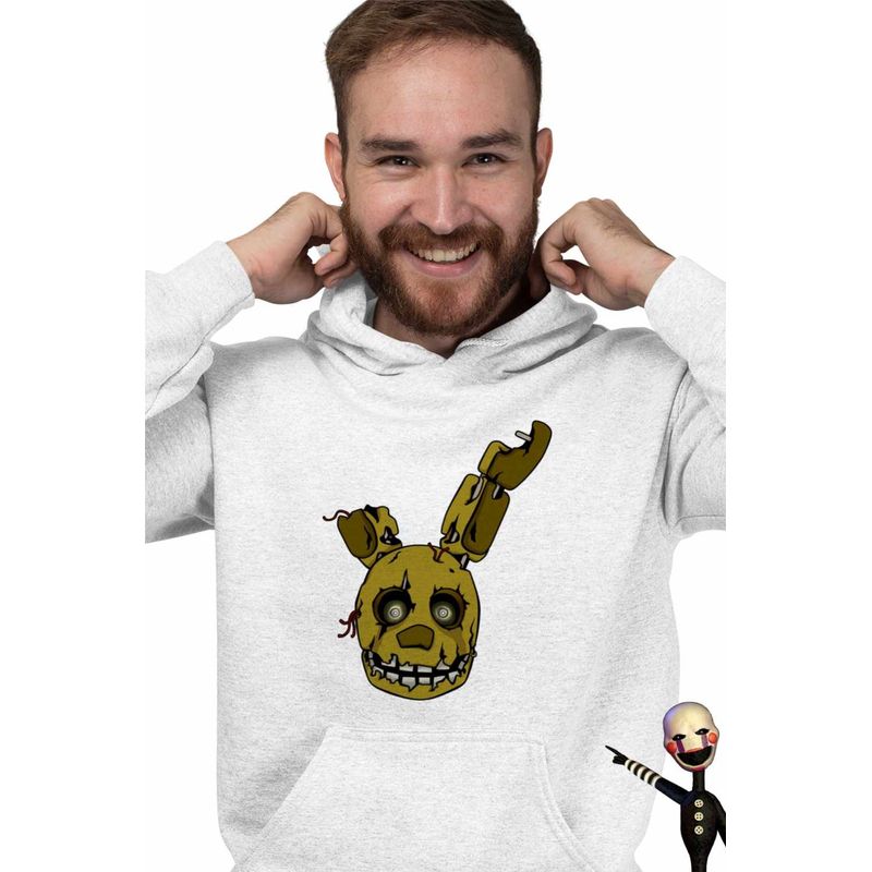 Fashion, accesorii si bijuterii - Barbati - Imbracaminte - Hanorace barbati - Hanorac Barbati Fnaf Spring Bonnie Five Nights at Freddy Horror Halloween, alb, marime L - Infinity.ro