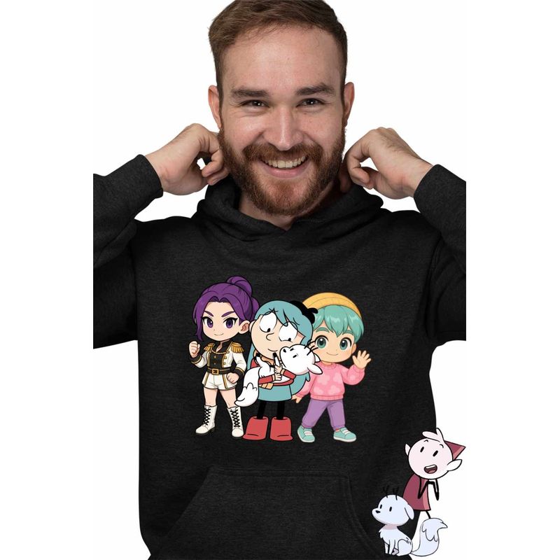 Fashion, accesorii si bijuterii - Barbati - Imbracaminte - Hanorace barbati - Hanorac Barbati Hilda Huntrix Saja Boys K-pop, negru, marime M - Infinity.ro