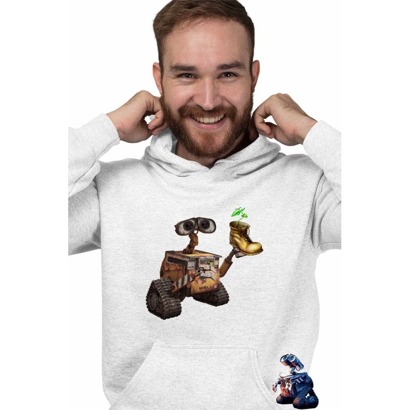 Fashion, accesorii si bijuterii - Barbati - Imbracaminte - Hanorace barbati - Hanorac Barbati Wall-E Planta Floare Cizma Bocanc Papuc Robot Viitor, alb, marime 3XL - Infinity.ro