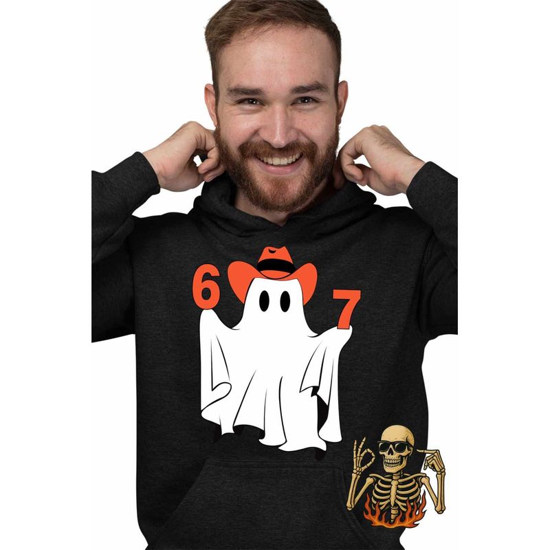 Fashion, accesorii si bijuterii - Barbati - Imbracaminte - Hanorace barbati - Hanorac Barbati Six Seven Fantoma 67 Halloween, negru, marime 3XL - Infinity.ro