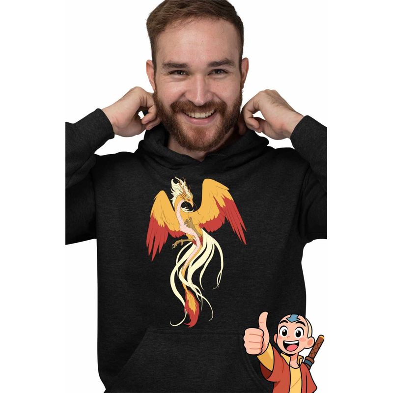Fashion, accesorii si bijuterii - Barbati - Imbracaminte - Hanorace barbati - Hanorac Barbati Avatar Dragon Phoenix Korra Airbender, negru, marime 2XL - Infinity.ro