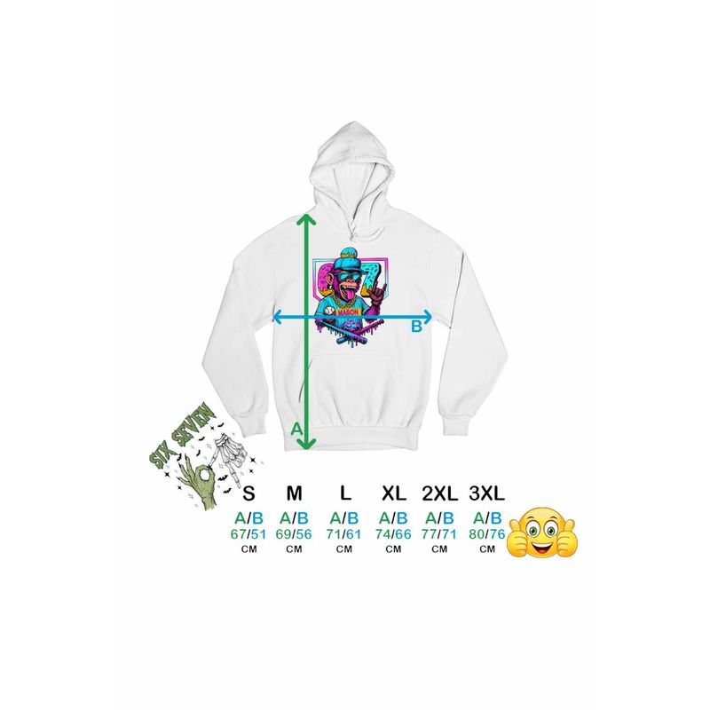 Fashion, accesorii si bijuterii - Barbati - Imbracaminte - Hanorace barbati - Hanorac Barbati Six Seven Baseball Monkey 67 Meme, alb, marime L - Infinity.ro