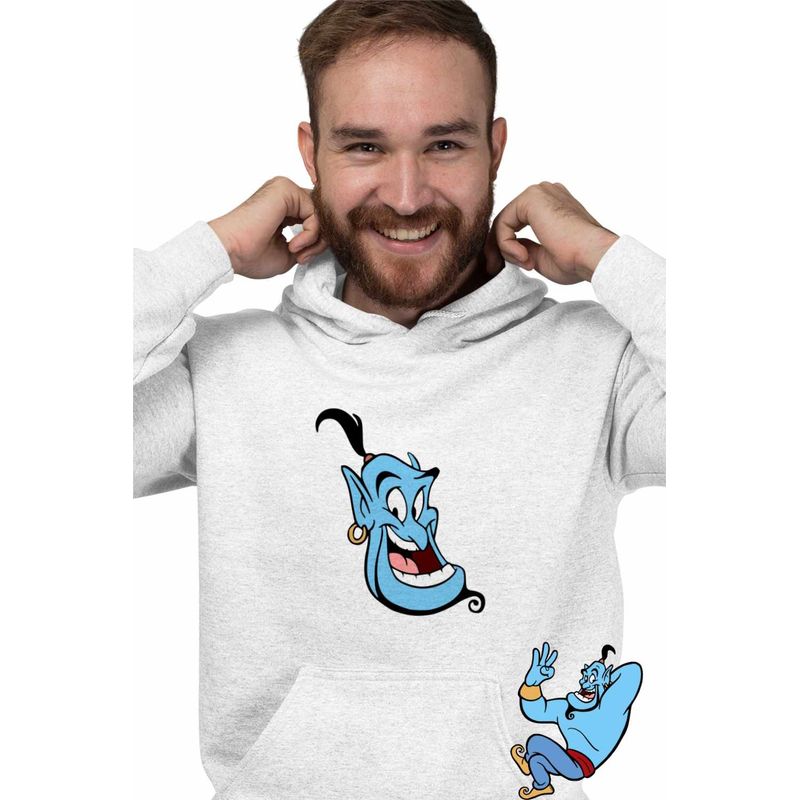 Fashion, accesorii si bijuterii - Barbati - Imbracaminte - Hanorace barbati - Hanorac Barbati Aladdin Genie Duh Lampa Fermecata Alibaba, alb, marime M - Infinity.ro