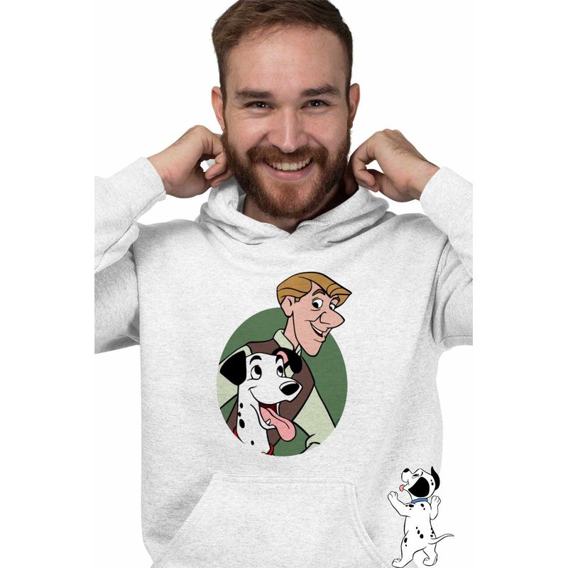 Fashion, accesorii si bijuterii - Barbati - Imbracaminte - Hanorace barbati - Hanorac Barbati 101 Dalmatieni Roger Pongo Catel Dalmatian, alb, marime 2XL - Infinity.ro