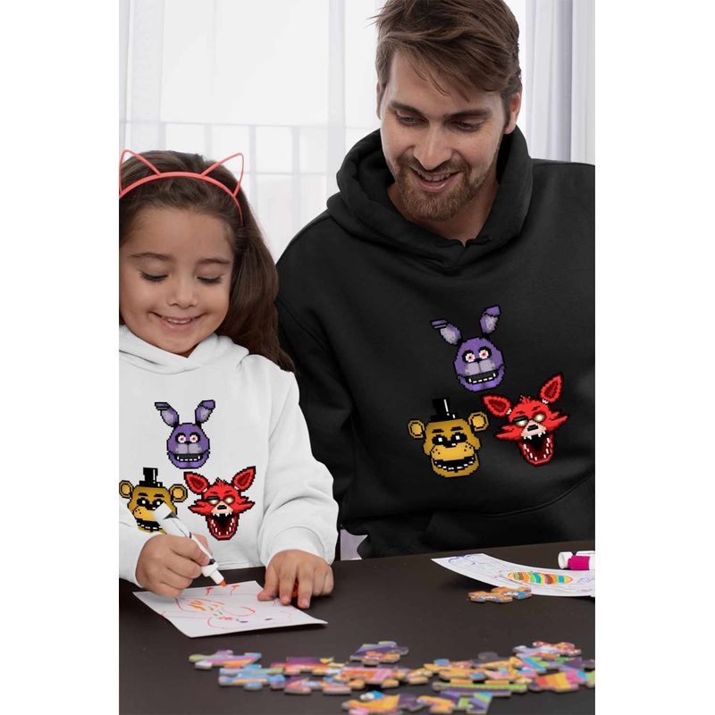 Fashion, accesorii si bijuterii - Barbati - Imbracaminte - Hanorace barbati - Hanorac Barbati Fnaf Pixel Art Five Nights at Freddy Horror Halloween, negru, marime M - Infinity.ro