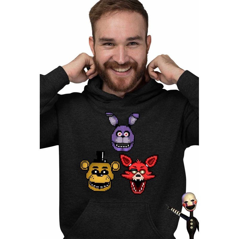 Fashion, accesorii si bijuterii - Barbati - Imbracaminte - Hanorace barbati - Hanorac Barbati Fnaf Pixel Art Five Nights at Freddy Horror Halloween, negru, marime M - Infinity.ro