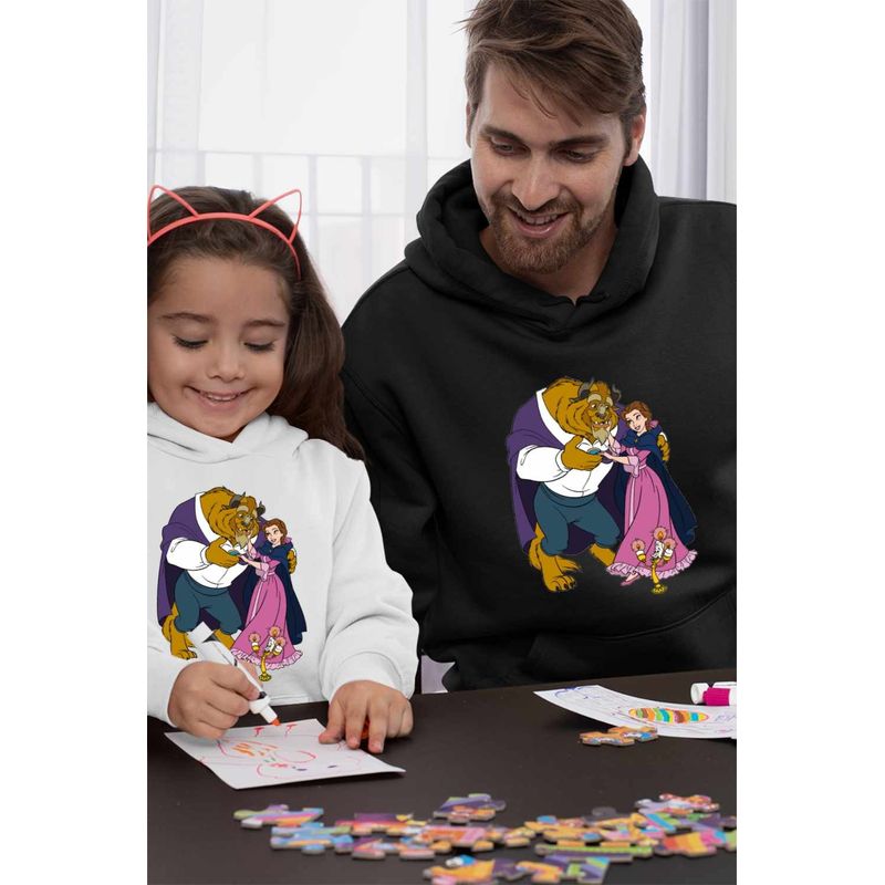 Fashion, accesorii si bijuterii - Barbati - Imbracaminte - Hanorace barbati - Hanorac Personalizat Barbati Frumoasa si Bestia, negru, marime XL - Infinity.ro