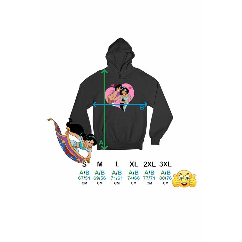 Fashion, accesorii si bijuterii - Barbati - Imbracaminte - Hanorace barbati - Hanorac Barbati Aladdin Jasmine Valentines Day Love Dragobete Cuplu, negru, marime S - Infinity.ro