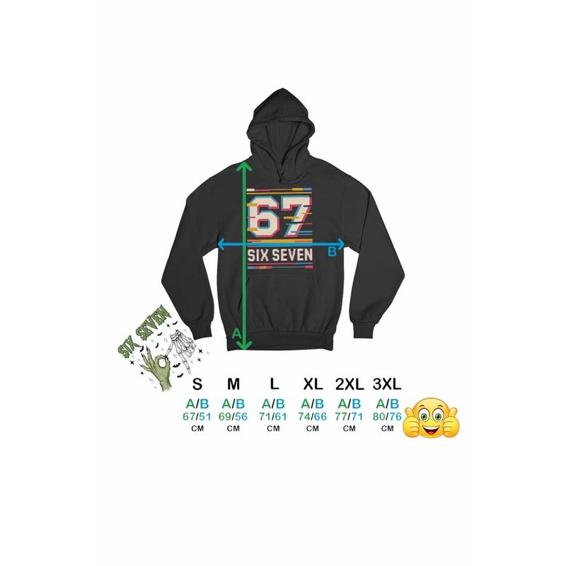 Fashion, accesorii si bijuterii - Barbati - Imbracaminte - Hanorace barbati - Hanorac Barbati Six Seven Effect Glitch 67, negru, marime L - Infinity.ro
