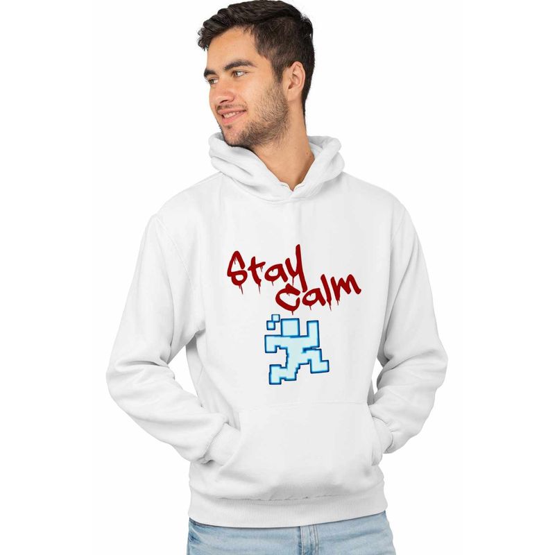 Fashion, accesorii si bijuterii - Barbati - Imbracaminte - Hanorace barbati - Hanorac Barbati Fnaf Stay Calm Run Five Nights at Freddy Horror Halloween, alb, marime S - Infinity.ro