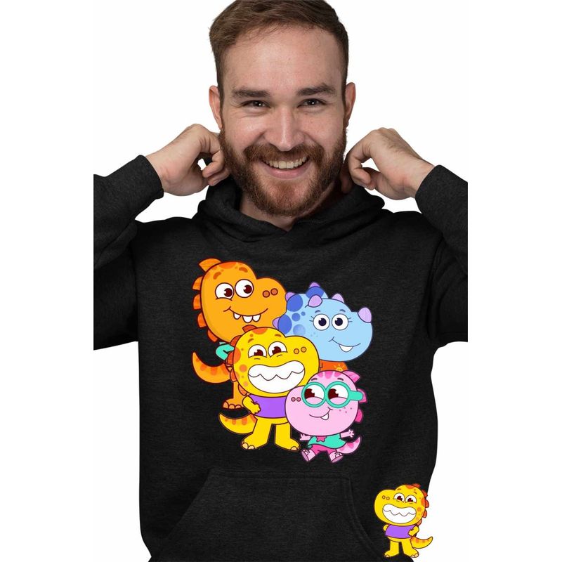 Fashion, accesorii si bijuterii - Barbati - Imbracaminte - Hanorace barbati - Hanorac Barbati Tim Rex Aventuri in Spatiu Dinozauri Spatiu Cosmos, negru, marime L - Infinity.ro