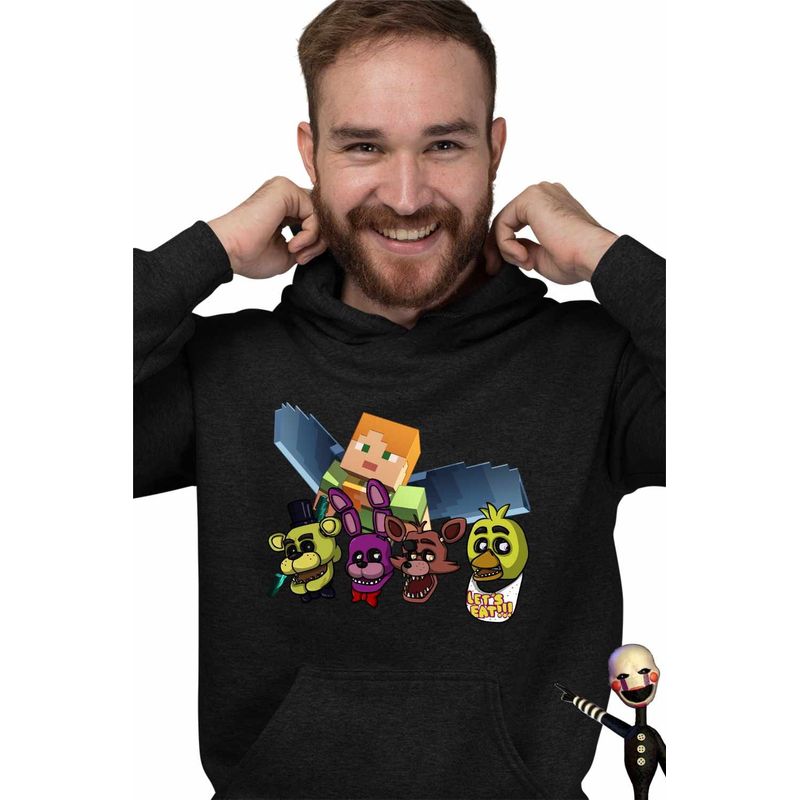 Fashion, accesorii si bijuterii - Barbati - Imbracaminte - Hanorace barbati - Hanorac Barbati Fnaf Minecraft Five Nights at Freddy Horror Halloween, negru, marime M - Infinity.ro