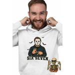 Fashion, accesorii si bijuterii - Barbati - Imbracaminte - Hanorace barbati - Hanorac Barbati Six Seven Horror Michael Myers 67 Halloween, alb, marime L - Infinity.ro