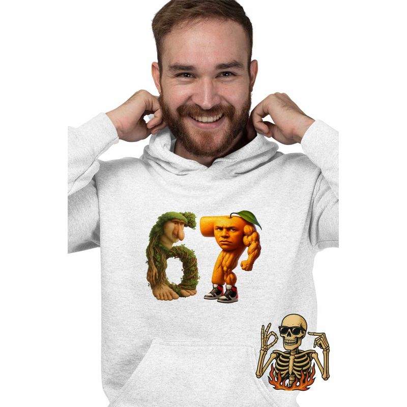 Fashion, accesorii si bijuterii - Barbati - Imbracaminte - Hanorace barbati - Hanorac Barbati Six Seven Brainrot Orange Italian Meme Fitness, alb, marime L - Infinity.ro