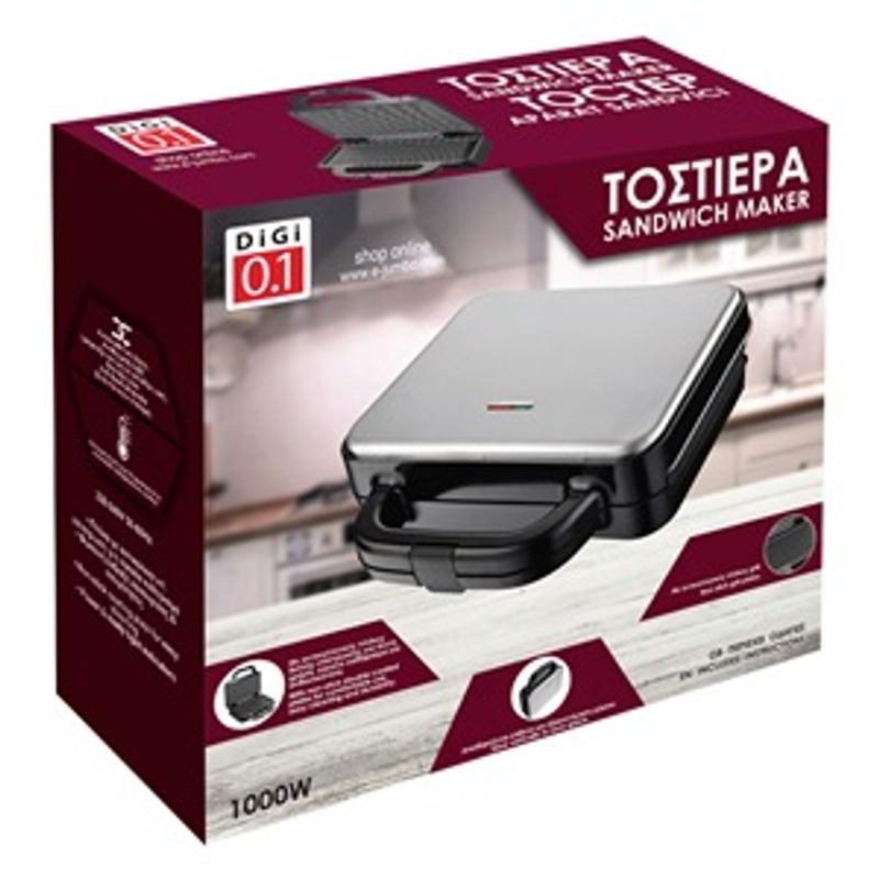Electronice si Electrocasnice - Electrocasnice bucatarie - Preparare paine - Sandwich-maker - Aparat pentru Sandvisuri din Otel Inoxidabil cu Suprafata Neaderenta - Infinity.ro