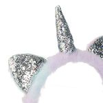 Fashion, accesorii si bijuterii - Copii - Accesorii copii - Caciuli si palarii copii - Aparatoare de urechi pentru copii, cu blana artificiala, design Unicorn, Lila si Bleu cu Accente Glitter Argintiu, Marime Unica - Infinity.ro