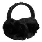 Fashion, accesorii si bijuterii - Copii - Accesorii copii - Caciuli si palarii copii - Aparatoare pentru urechi din blana artificiala neagra, cu pietre decorative - Infinity.ro