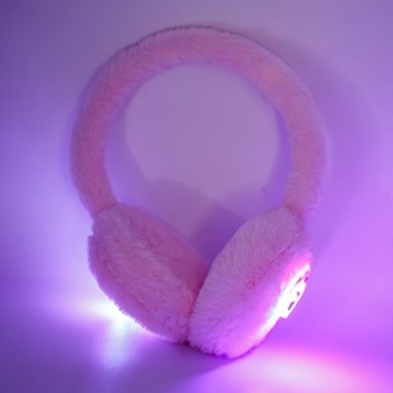 Fashion, accesorii si bijuterii - Copii - Accesorii copii - Caciuli si palarii copii - Aparatoare pentru urechi cu blana artificiala roz, model 3D unicorn cu lumina intermitenta pentru fete - Infinity.ro