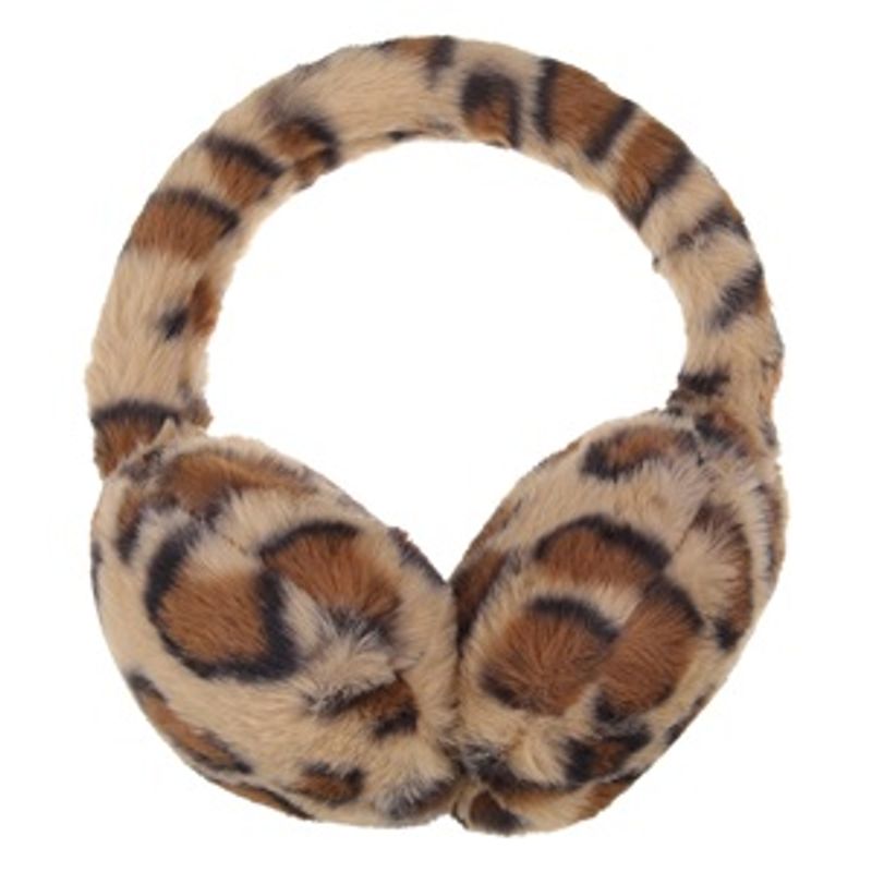 Fashion, accesorii si bijuterii - Copii - Accesorii copii - Caciuli si palarii copii - Aparatoare de urechi cu blana artificiala, Model leopard, Bej - Infinity.ro