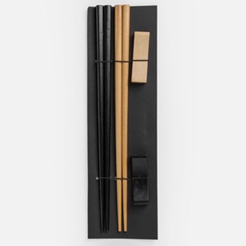 Casa si Gradina - Decoratiuni - Aromaterapie si lumanari - Odorizante camera - Betisoare Chopsticks din Lemn cu Suporturi, 2 Seturi, Natural si Maro Inchis - Infinity.ro