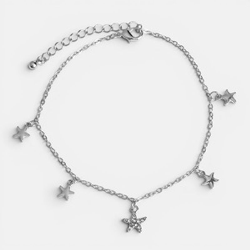 Fashion, accesorii si bijuterii - Femei - Bijuterii femei - Bratari femei - Bratara de Picior Argintie cu Stele de Mare pentru Vara - Infinity.ro