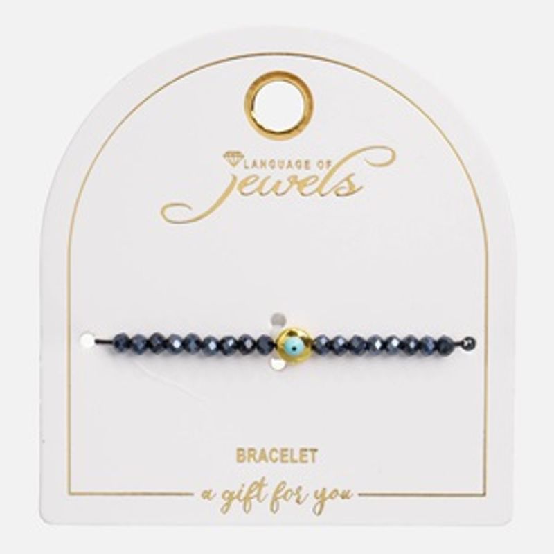 Fashion, accesorii si bijuterii - Femei - Bijuterii femei - Bratari femei - Bratara cu Margele Negre si Ochi Auriu, Reglabila - Infinity.ro