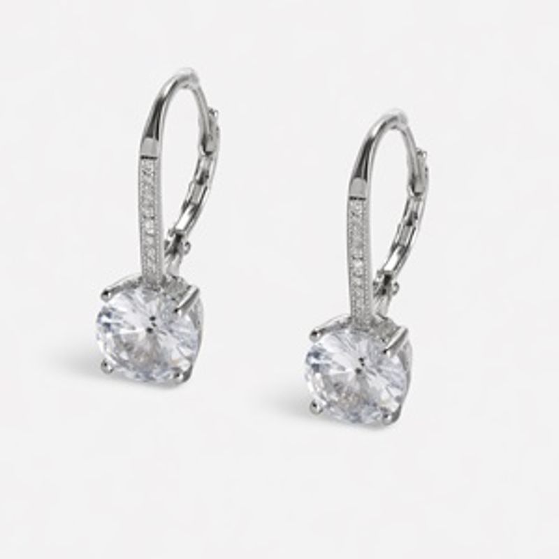 Fashion, accesorii si bijuterii - Femei - Bijuterii femei - Cercei femei - Cercei tip stud argintii cu stras si cristal rotund - Infinity.ro