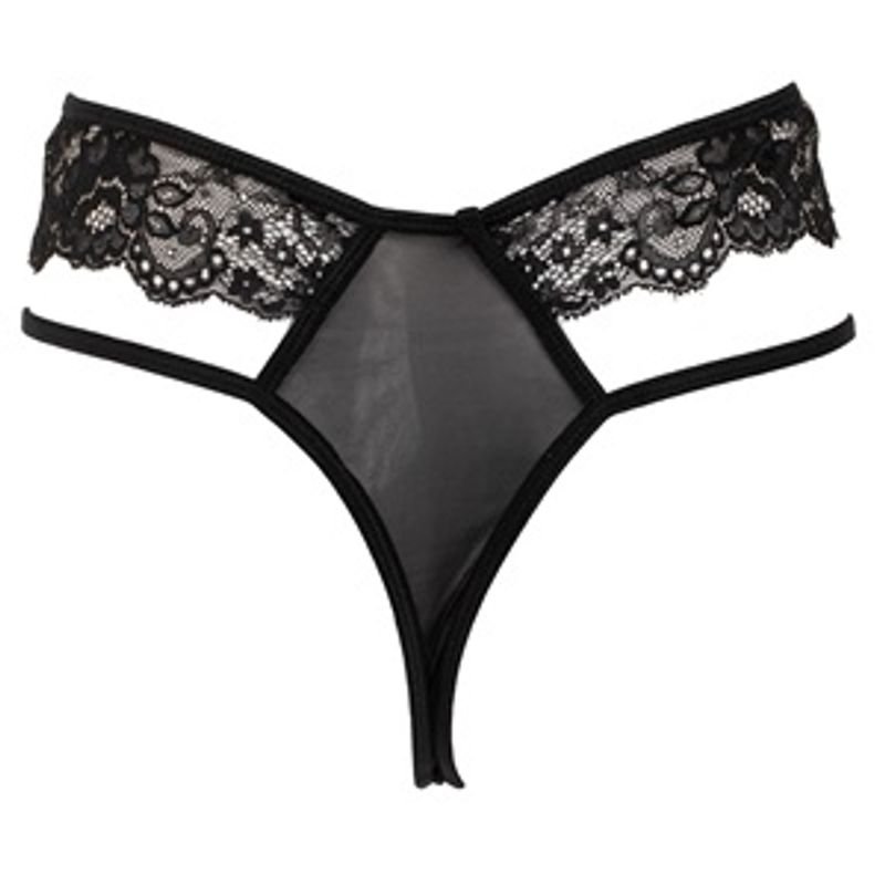 Fashion, accesorii si bijuterii - Femei - Lenjerie si pijamale femei - Lenjerie intima femei - Chiloti String Dama cu Dantela Neagra si Siret - Infinity.ro