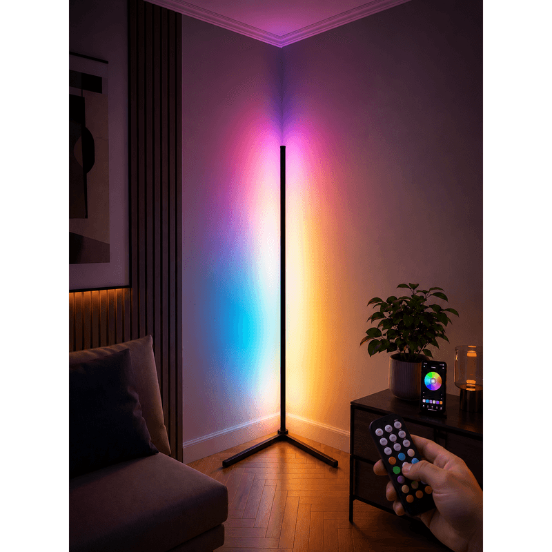 Casa si Gradina - Corpuri si surse de iluminat - Veioze si lampi - Veioze - Lampa Ambientala LED RGB KWMLIGHT de Colt, 122cm, 72 LED-uri, Sincronizare Muzica, Control APP Bluetooth si Telecomanda - Infinity.ro