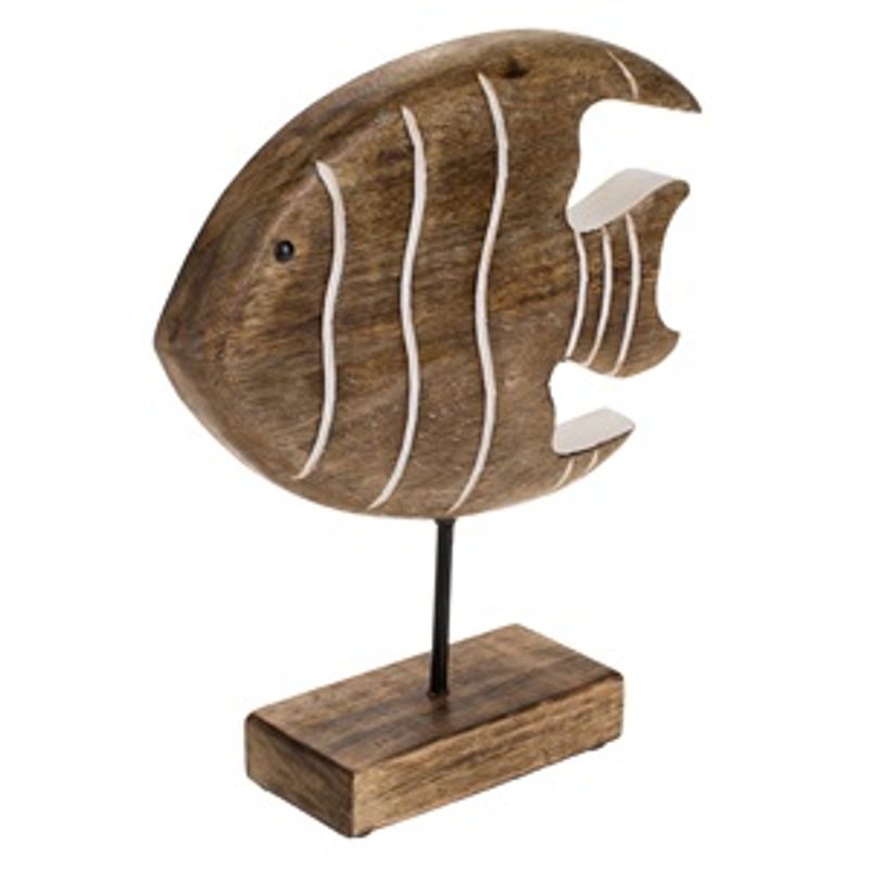 Casa si Gradina - Decoratiuni - Obiecte decorative - Accesorii decorative - Decoratiune de masa peste din lemn cu baza, 22x6x26cm - Infinity.ro