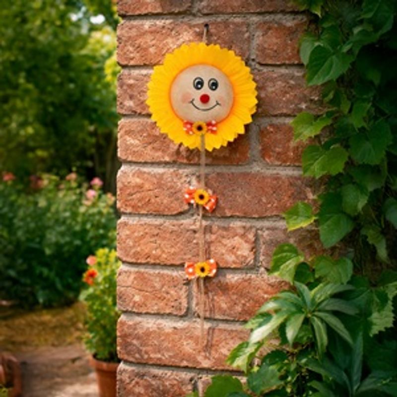 Casa si Gradina - Decoratiuni - Obiecte decorative - Accesorii decorative - Decoratiune suspendata soare cu fundite si flori, 55cm - Infinity.ro