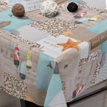 Casa si Gradina - Textile si covoare - Textile bucatarie - Fete de masa - Fata de masa din vinil cu model de vara, stele de mare, 180x140cm, ecru - Infinity.ro
